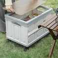 thumbnail image 5 of Rolling Crate Cart with Wheels, RLUETIME Collapsible Rolling Storage Bin with Wooden Cover, Foldable Utility Cart with Wheels for Picnic Camp Outdoor , 55L，White&Gray, 5 of 9