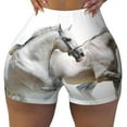 thumbnail image 2 of Picia Running White Horses Printed Workout Shorts for Women Seamless Scrunch Butt Lifting High Waisted Yoga Gym Booty Running Moisture-wicking Short Pants-XX-Large, 2 of 9