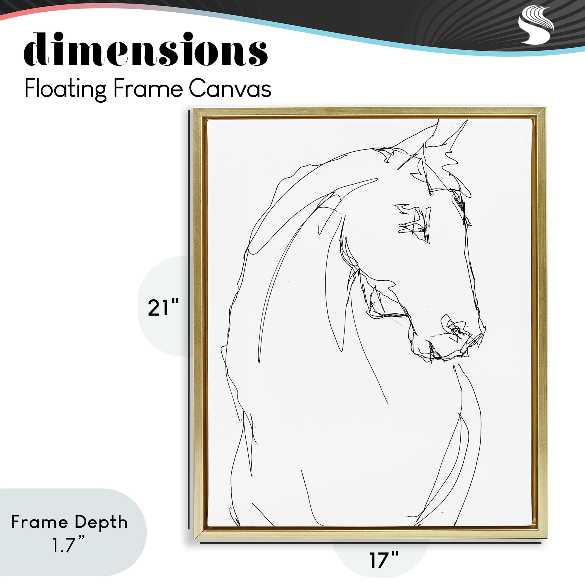 Stupell Industries Sketched Horse Contour Gold Framed Floater Canvas Wall Art, design by Lorenzo Collective