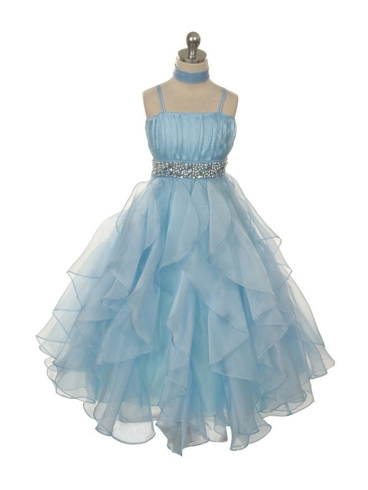Chic Baby Chic Baby Little Girls Baby Blue Ruffle Flower Girl Pageant