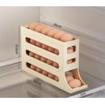 thumbnail image 3 of 4 Tiers Egg Holder for Fridge - Space-Saving Egg Dispenser Holder, Auto Rolling Fridge Egg Organizer, 30 Eggs Fridge Egg Rack Large Capacity Egg Dispenser for Refrigerator(khaki), 3 of 5