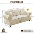 thumbnail image 2 of 63'' Velvet Chesterfield Sofa, Modern Loveseat Couches for Living Room, Comfy Tufted Back Love Seat Sofas, 2 Pillows & Rolled Arms for Small Spaces, Bedroom, Apartment, Office, Beige, 2 of 11