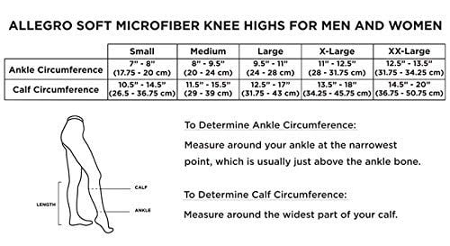 Allegro 15-20 mmHg Soft Microfiber Compression 250 Closed Toe Knee Highs, Comfortable Support Garments