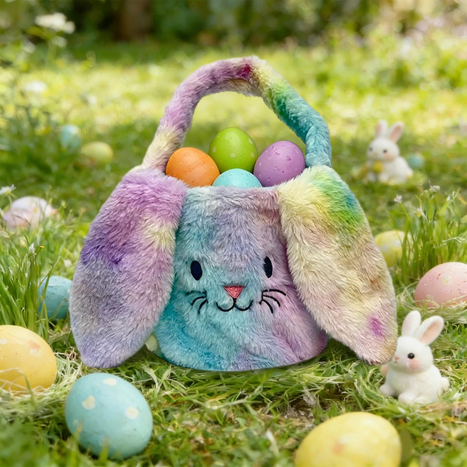 Clearance Easter Bunny Decorative Handbag Plushy Basket Handheld Candy Gift Bag