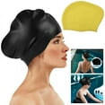 thumbnail image 2 of Big Head Swim Cap for Women - High Elasticity, Plus Size, with Earplugs & Nose Clip, Silicone Material, Water Absorption, Hair Care, 3-Piece Set, 2 of 5