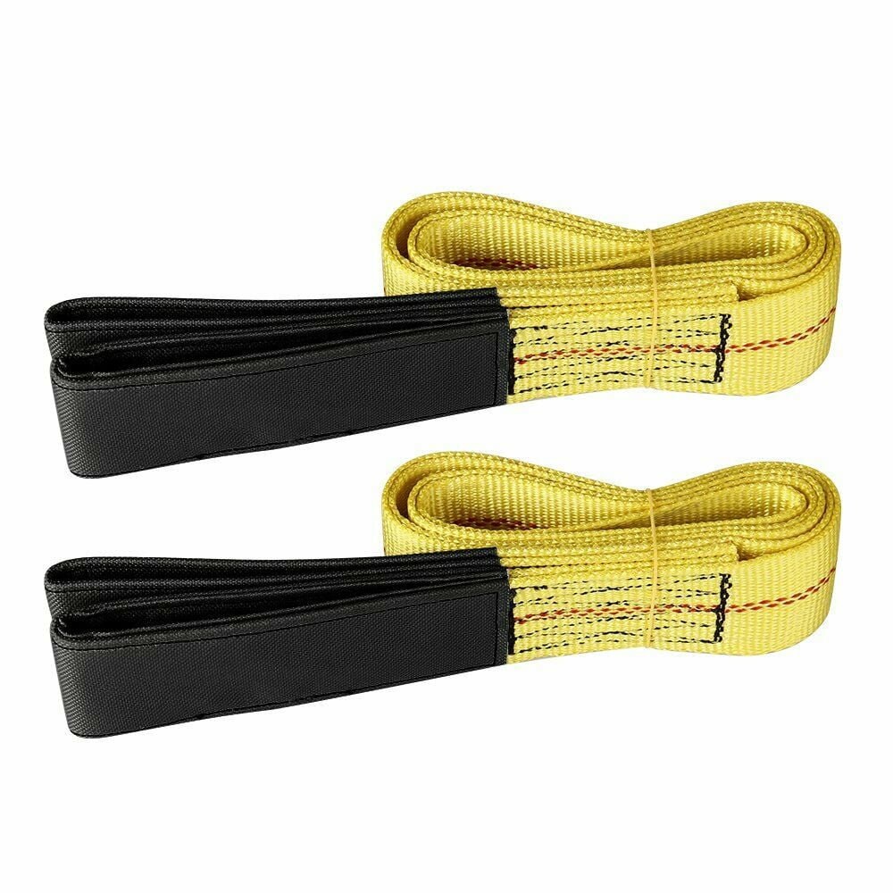 2 Pack 6' x 2" Lift Sling Tow Cargo Straps With Loops Heavy Duty Rigging Webbing 