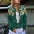 thumbnail image 2 of Cardigans pour Femmes Fair Isle Chandail Manteau pour Cardigan Long Doux Surdimensionné avec Col Rond Hiver Chaud Épais Fil Épais Texturé Ouvert Vêtements d'Extérieur (9 Couleurs), 2 of 8
