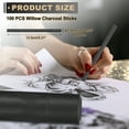 thumbnail image 2 of Uxcell Willow Charcoal Sticks, 7-9mm Willow Charcoal Pencils Soft Sketch Vine Art Supplies Set for Drawing Sketching Shading Painting Artists Beginners (Black, Pack of 100), 2 of 5