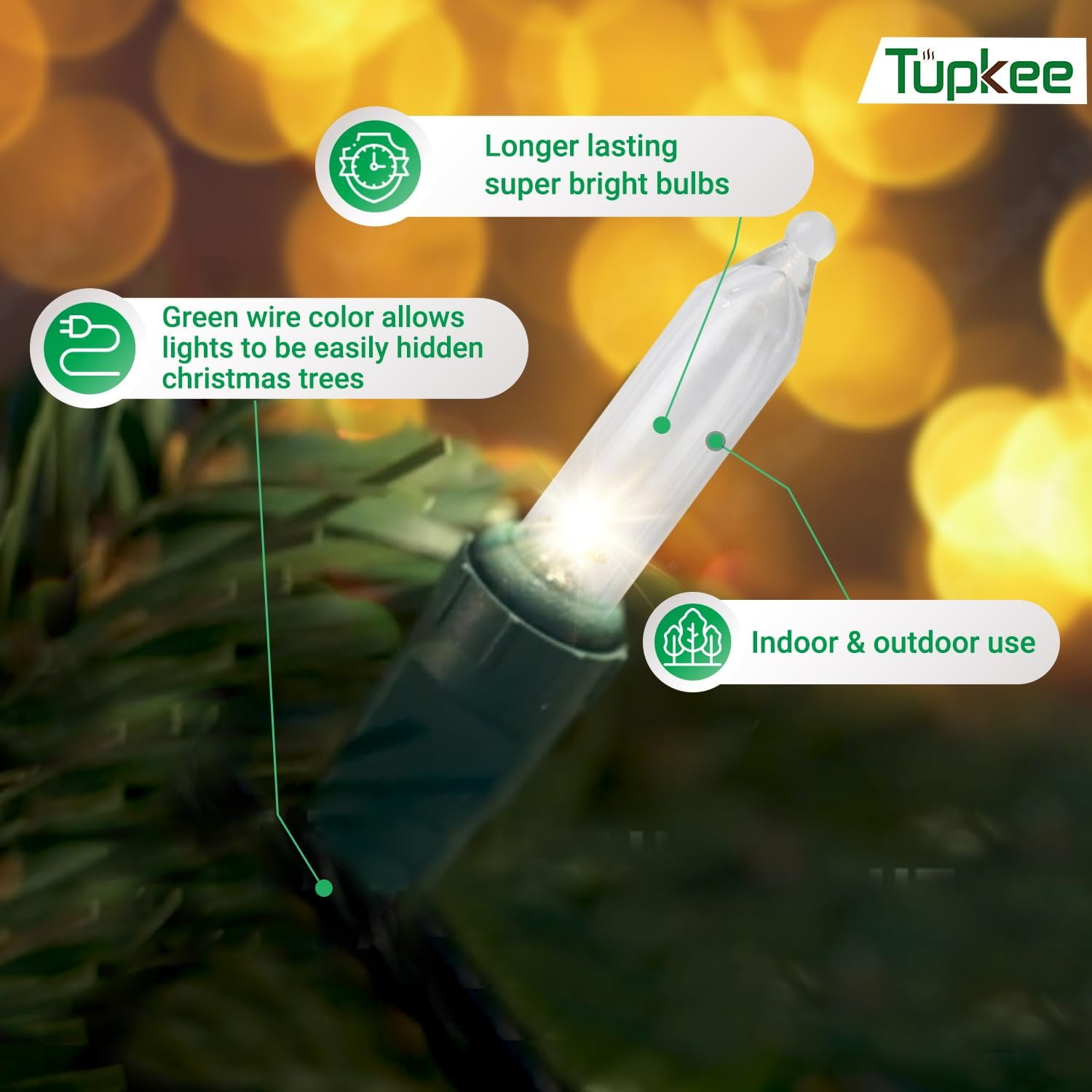 Christmas LED Random Twinkle Lights - 16 of 100 Bulbs Twinkle - LED Warm White Christmas Tree Lights - Indoor Outdoor  24.75 Feet White Light String, Sparkling Twinkling Holiday Decor