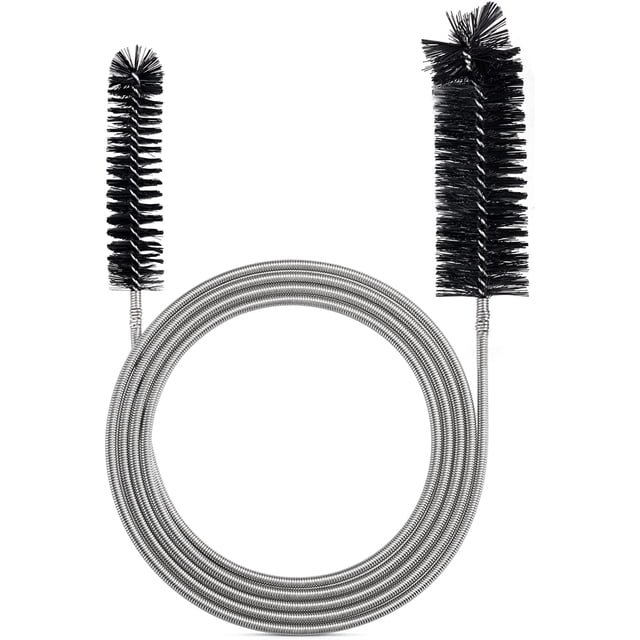 Cepillo flexible y delgado para limpiar tubos de alimentación, herramienta para limpiar desagües y tuberías, cepillo de limpieza de tuberías de color negro.