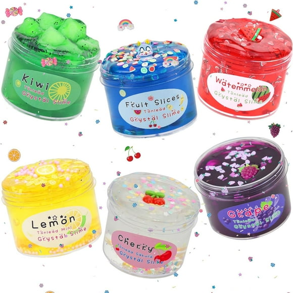 Clear Slime Kit Crystal Slime Set Fruit Slime Pack, Non Sticky, Jelly Cube Slime, Super Soft Clay Sludge Toy, Birthday Gifts for Kids, DIY Putty Slime Party Favor for Girls & Boys