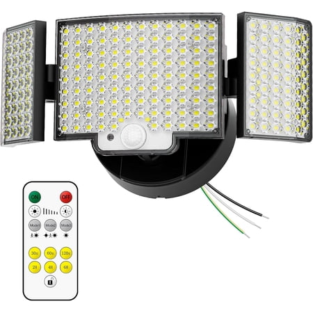 Motion Sensor Outdoor Light Hardwired, 45W 7500LM Security Flood Lights Motion Detector Dusk to Dawn Light, IP65 Waterproof, 220 LEDs Floodlight with Remote Control for Garage, Yard, Porch