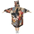 thumbnail image 2 of BZSMCE Wearable Blanket Hoodie Fashion Patchwork Blossoms Home Wear, 2 of 7
