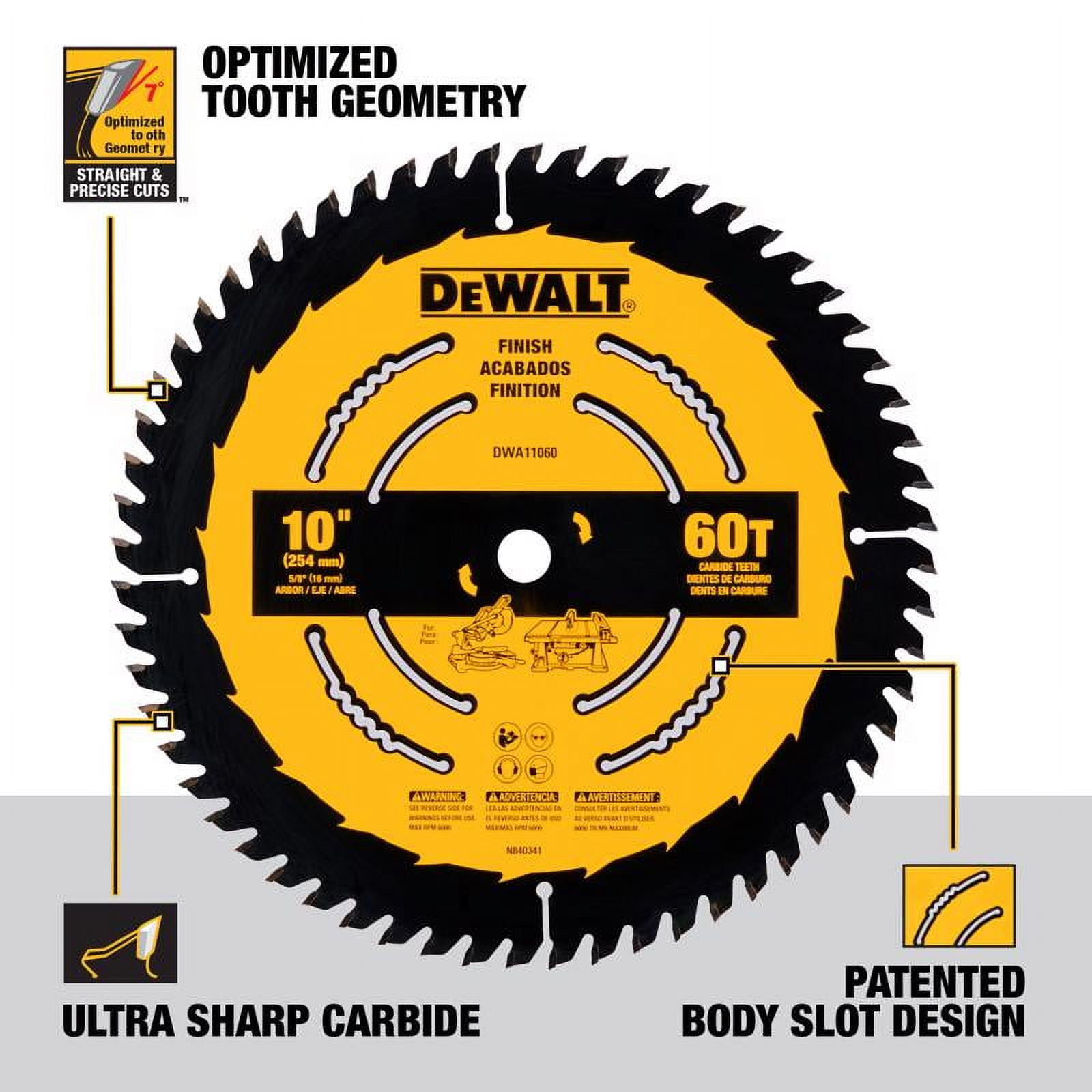 DEWALT Finish Circular Saw Blade DWA11060 - 60T Carbide Tipped - 10 In