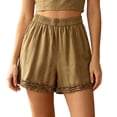 thumbnail image 6 of Boxer Shorts for Women Sleepwear Women’s Ruffle Home Shorts Elastic Waist Lace Shorts Summer Casual Home Sleepwear Loungewear Bottoms Khaki M, 6 of 9