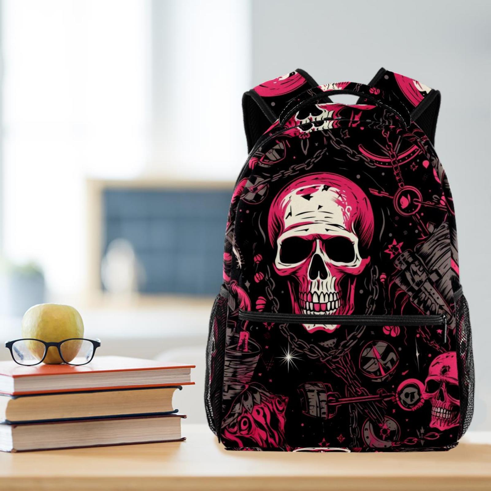 Lightweight Backpack Skull School Bag Travel Laptop Daypack 