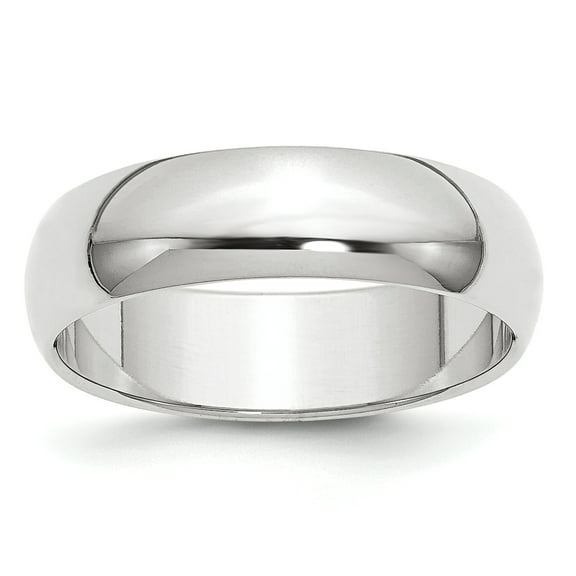 10k White Gold 6mm Half Round Band Size 6
