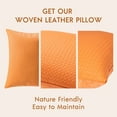 thumbnail image 2 of Phantoscope Modern Faux Leather Woven Square Cusion Solid Accent Decorative Throw Pillow for Couch, 12" x 20", Orange, 2 Pack, 2 of 7