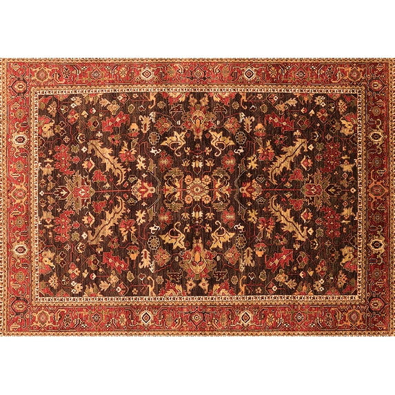 Ahgly Company Indoor Rectangle Oriental Orange Industrial Area Rugs, 2' x 4'