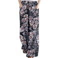 thumbnail image 2 of Women's Wide Leg Cotton Linen Pants Floral Hippie Palazzo Pant Boho Vintage Joggers Yoga Clothes Elastic Waist Printed Joggers Loose Pockets Casual Trousers with Pockets Gray qILAKOG Size L, 2 of 6