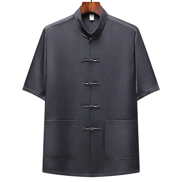 pstuiky camisetas para hombre, Camisa informal de manga corta, cuello alto, lisa y cómoda para hombre camisas casuales para hombre xl