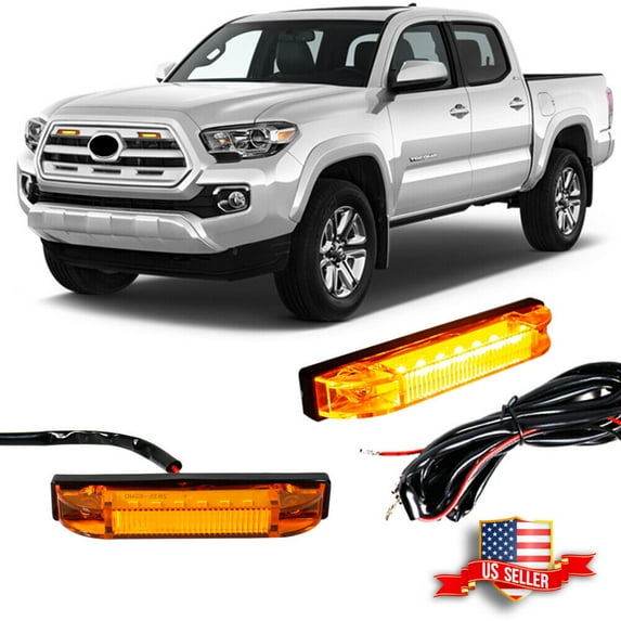 GTINTHEBOX 2PCS Amber LED Front Grille DRL Running Lights Lamps For 2012-up Toyota Tacoma