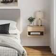 thumbnail image 2 of Jackson Light Wood Modern Floating Bedroom Nightstand with Storage Drawer and Open Shelf Cubby, 2 of 7