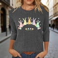 thumbnail image 2 of ZVAVZ Womens Striped Knit Tshirts Funny Graphic 3/4 Sleeve Tops Tee for Women Crewneck Regular Fit Textured Summer Shirts 2026 Dark Gray,XXL, 2 of 7