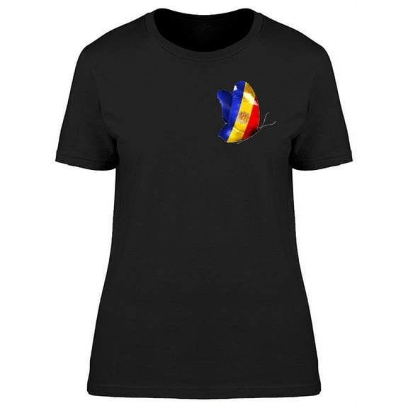 Andorra Cool Butterfly Flag T-Shirt Women -Image by Shutterstock, Female Large