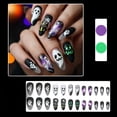 thumbnail image 2 of 24Pcs Ghost Castle Wearable Nail Art, Removable Halloween Press On Nails with Castle and Ghost Design, Reusable Fake Nail Tips with Jelly Glue for Women, DIY Festive Party Manicure Set for Halloween, 2 of 6