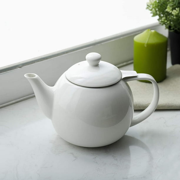 Sweese Teapots for Tea, 27 oz Porcelain Tea pot with Removable Stainless  Steel Infuser, Tea Pots for Loose Tea - White, 221.101
