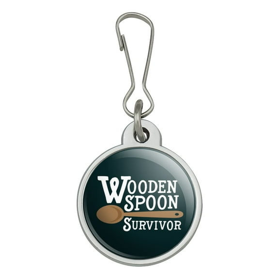 Wooden Spoon Survivor Funny Jacket Handbag Purse Luggage Backpack Zipper Pull Charm