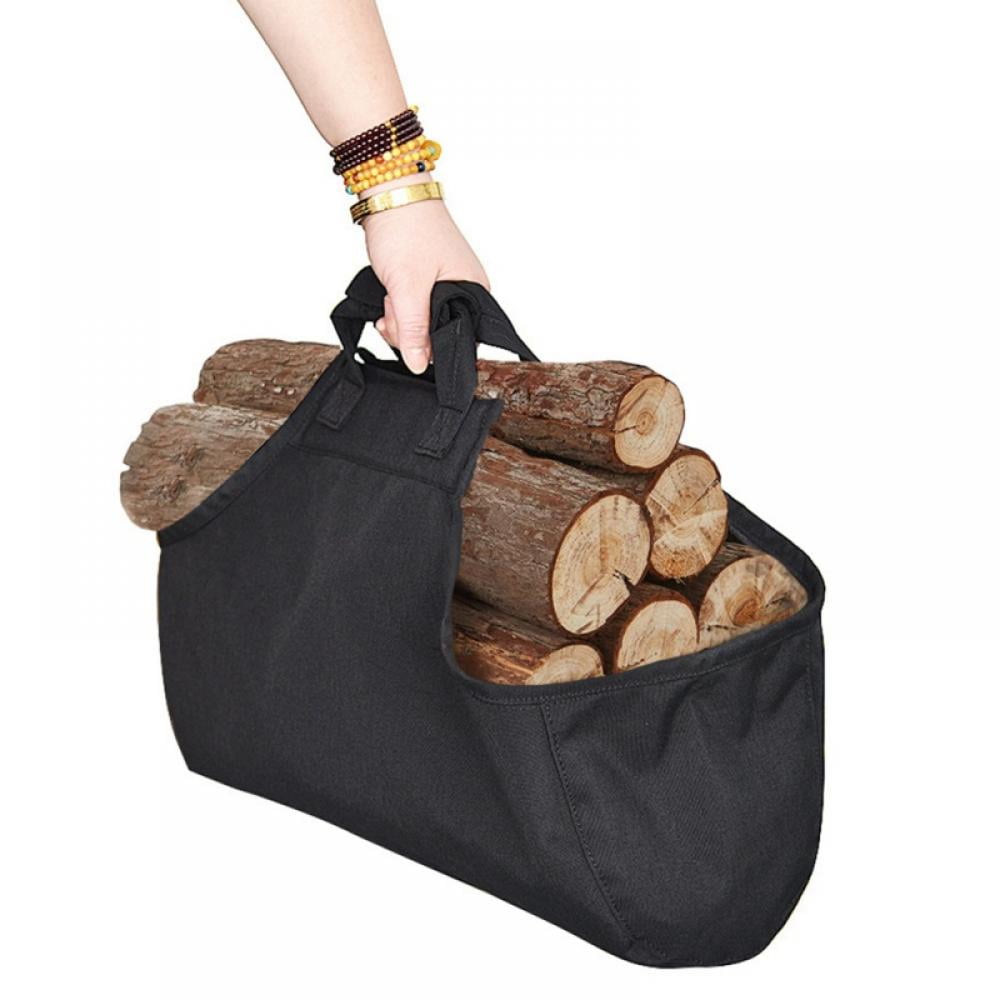 Dear Green Firewood Log Carrier Waxed Canvas Wood Tote Carrying Bag for Fireplace or Camping 