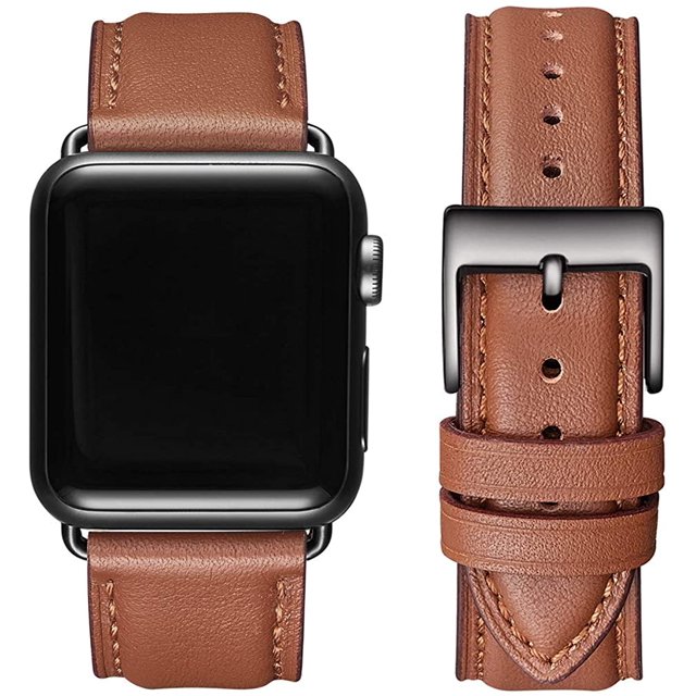 Correas cuadradas compatibles con Apple Watch Band 38 mm 40 mm 42 mm 44 mm, correa de repuesto de cuero genuino premium para iWatch Series 6/5/4/3/2/1, iWatch SE Xemadio CJWUS-4588