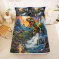 thumbnail image 5 of Homewish Watercolor Dino Bed Sheets,Vintage Animal Full Size Sheets,Green Blue,4-Piece,1 Flat Sheet, 1 Fitted Sheet and 2 Pillowcases, 5 of 6