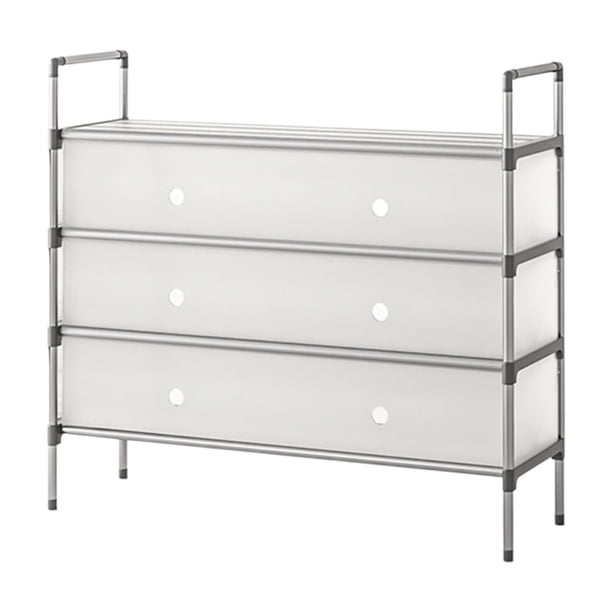 Zapatero de varios niveles con estructura metálica, resistente y apilable, ideal para armario, dormitorio, pasillo y sala de estar. Construcción duradera de plástico y acero, fácil de montar.