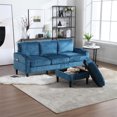 thumbnail image 2 of Xukmct Modern Loveseat Sofa with Ottomam and Wood Legs, 3 Seater Polyester Sofa for Living Room, Office, 2 of 9