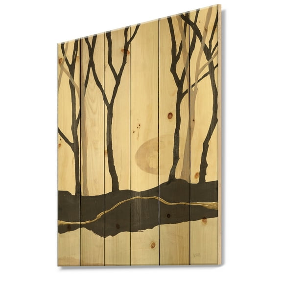 Designart 'Forest Silhouette III' Modern Farmhouse Print on Natural Pine Wood