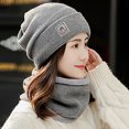 thumbnail image 3 of Luxalzxs Womens Winter Warm Elastic Soft Ear Protection Knitted Scarf Hat Set Fleece Lined Neck Warmer Beanie Hat Set, 3 of 4