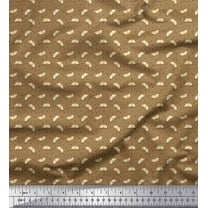 Soimoi Brown Cotton Voile Fabric Books,Alphabets & Numbers Symbol Printed Craft Fabric by the Yard 42 Inch Wide