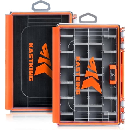 KastKing HyperSeal 3500 Double-Sided Waterproof Fishing Tackle Box - Adjustable Dividers Lure & Terminal Tackle Organizer 2 Pack