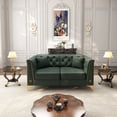 thumbnail image 3 of EHANCIS 61.8" Modular Chesterfield Loveseat, Tufted 2-Seater Sofa with Gold Legs for Home Office & Reception, Green, 3 of 9