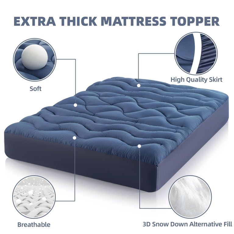 BDEUS Twin Mattress Pad, Breathing Microfiber Dark Blue photo 2