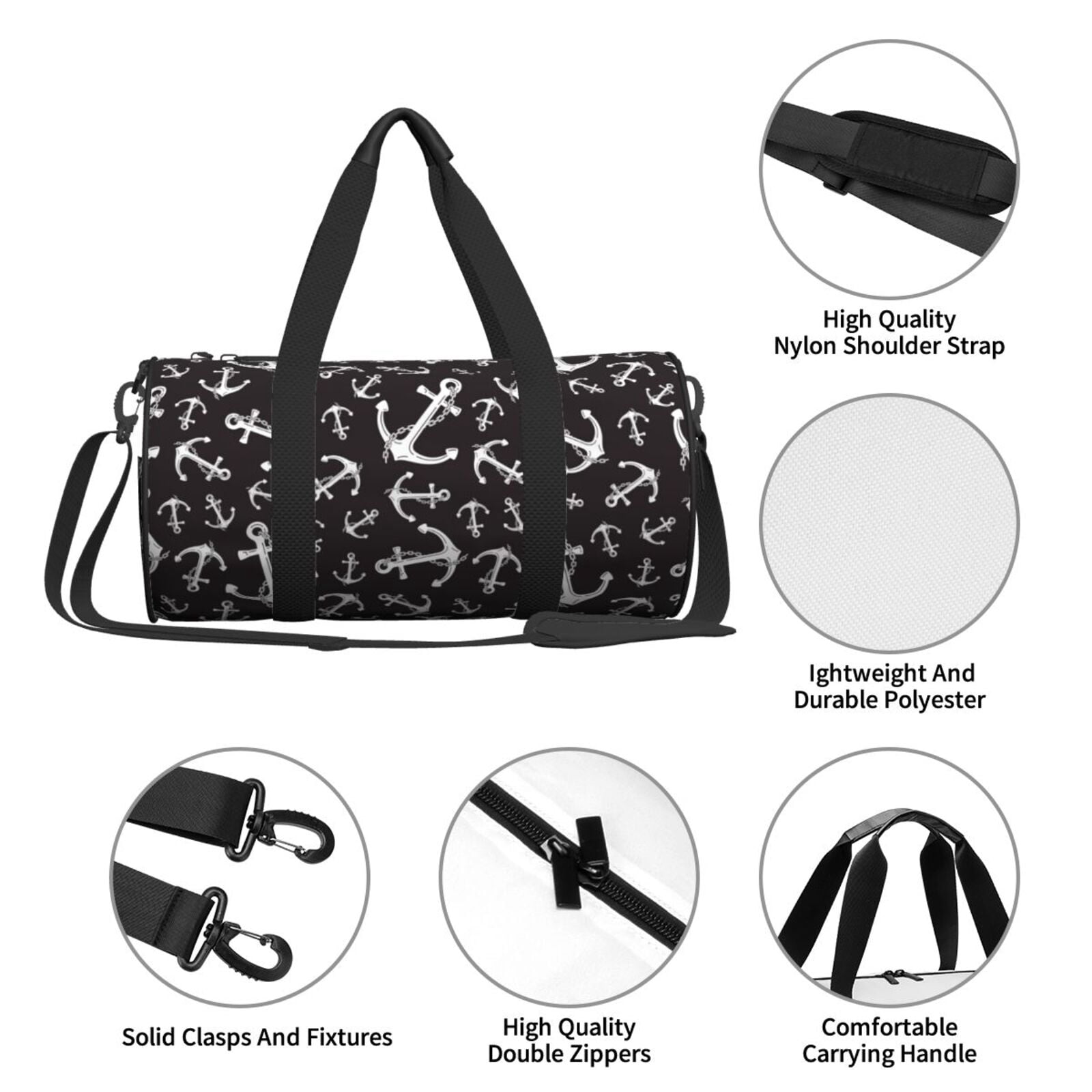 Vsdgher Anchors 45L Foldable Duffel Bag, Sports Gym Bag,Overnight Bag, Portable Weekender Bag for Airplanes
