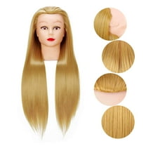 HAIR BY DK Cosmetology Mannequin Head Hair Styling 26-28 inches Training Synthetic Fiber Manikin Head Doll with Clamp Dark Blonde (27#)