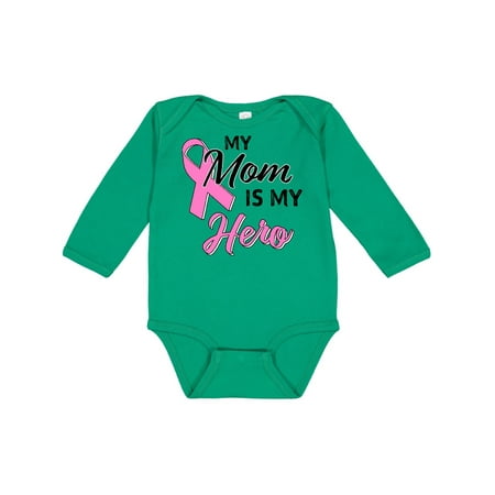 

Inktastic My Mom is my Hero- Breast Cancer Awareness Gift Baby Boy or Baby Girl Long Sleeve Bodysuit