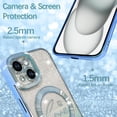 thumbnail image 2 of for iPhone 15 Glitter  Case Luxury Plating Love Heart Compatible with MagSafe Clear Case with Camera Protector Protection Shockproof Cover for Women Girls-Blue, 2 of 12
