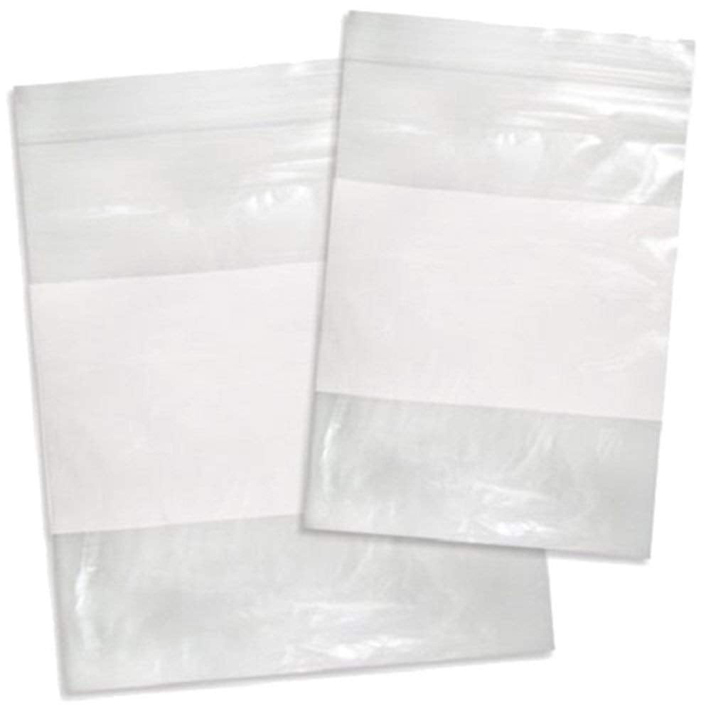 8/" x 8/" 2 Mil Write on White Block Clear Reclosable Plastic Bags 5000 Pieces
