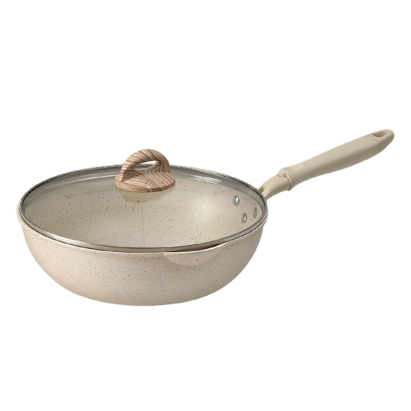 LLDYYDS Non Stick Frying Pan Skillet Nonstick Fry Pan with Glass Lid, Egg Pan Omelet Pans, Granite Cookware White Granite