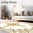 thumbnail image 2 of ODIKA 4'x6' Machine Washable Non-Slip Area Rug, Classic Medallion with Ornate Scroll and Floral Details High Traffic Rug with Pad, Gold, 522802, 2 of 8